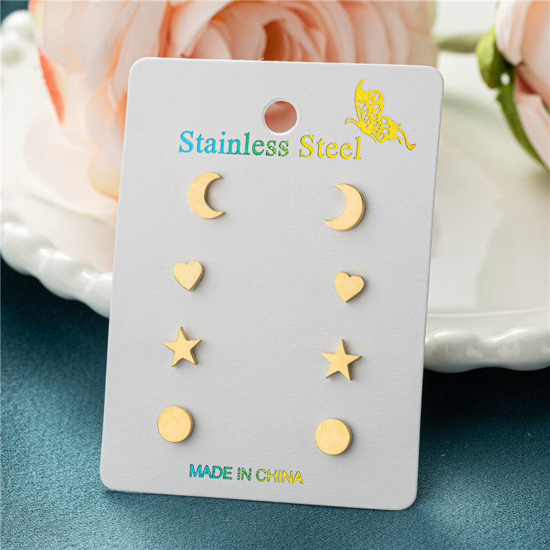 Stainless Steel Stud Earrings Set