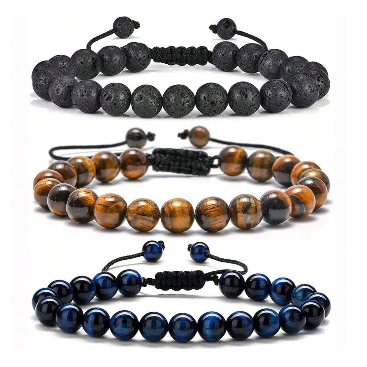 Tiger Eye and Lava Stone Beaded Bracelet