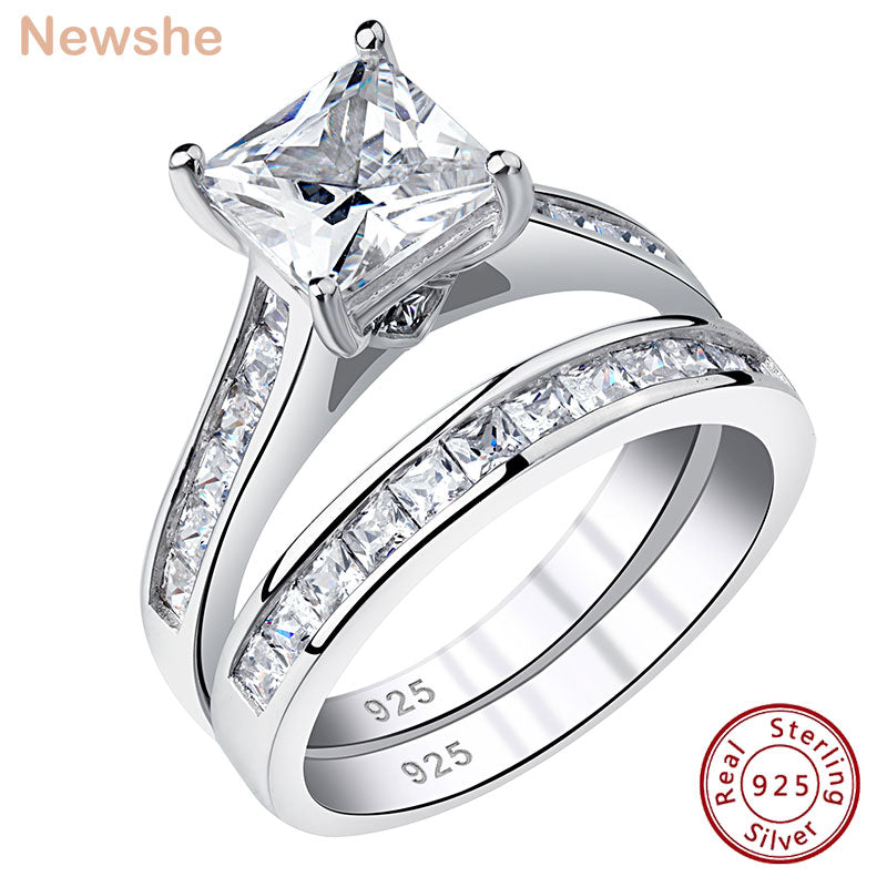 Sterling Silver Zircon Ring Set