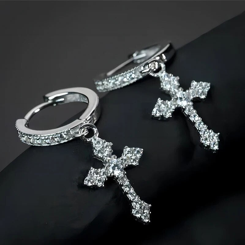 Crystal Cross Earrings