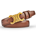 Leather Belt with Gold Buckle