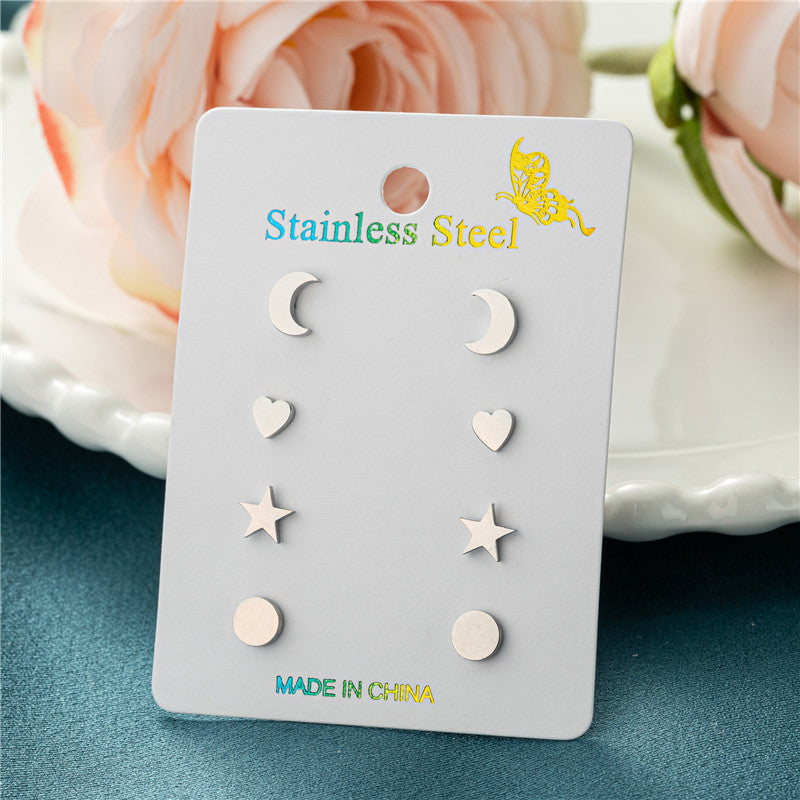 Stainless Steel Stud Earrings Set