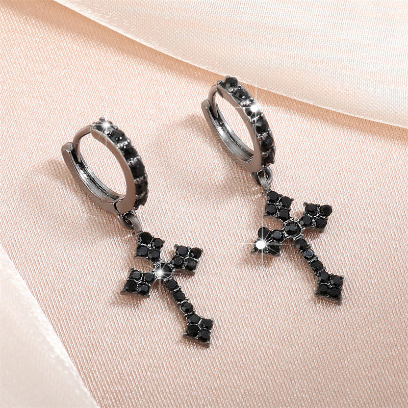 Crystal Cross Earrings