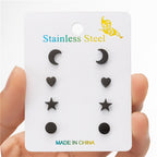 Stainless Steel Stud Earrings Set