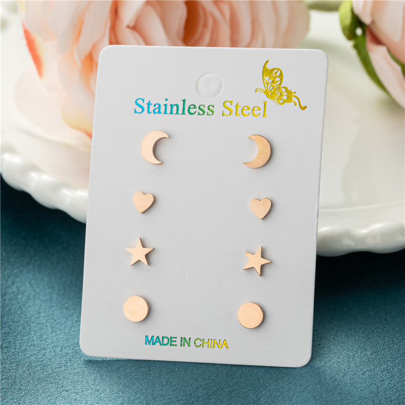 Stainless Steel Stud Earrings Set