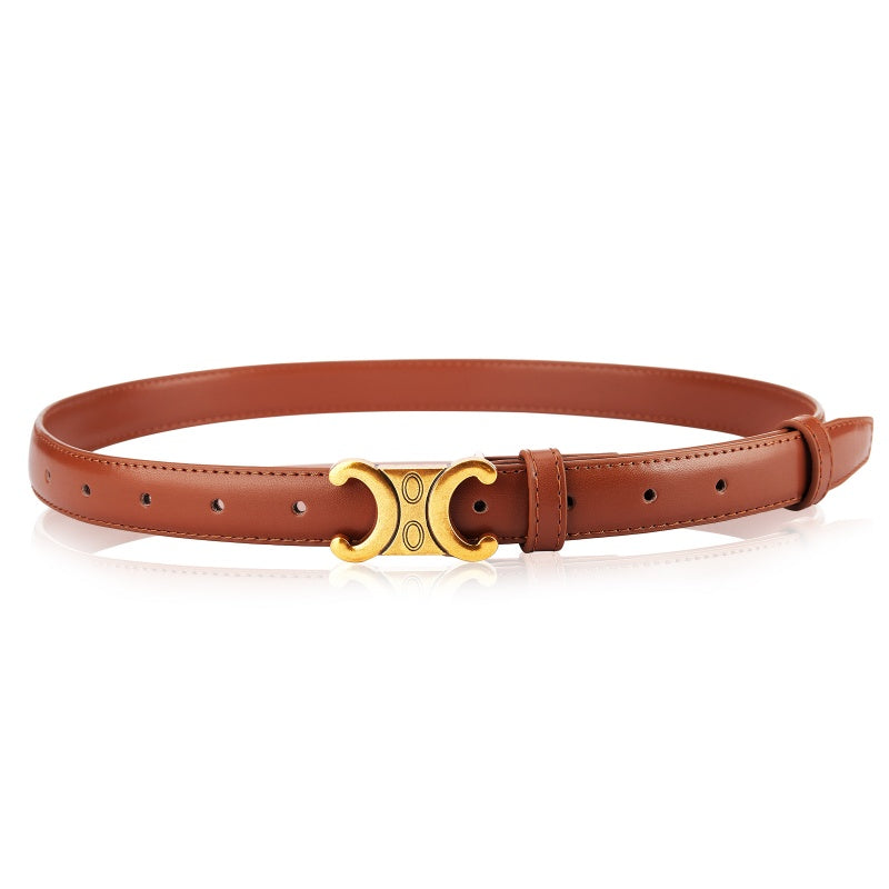 Leather Belt with Gold Buckle