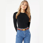 Leather Belt with Gold Buckle