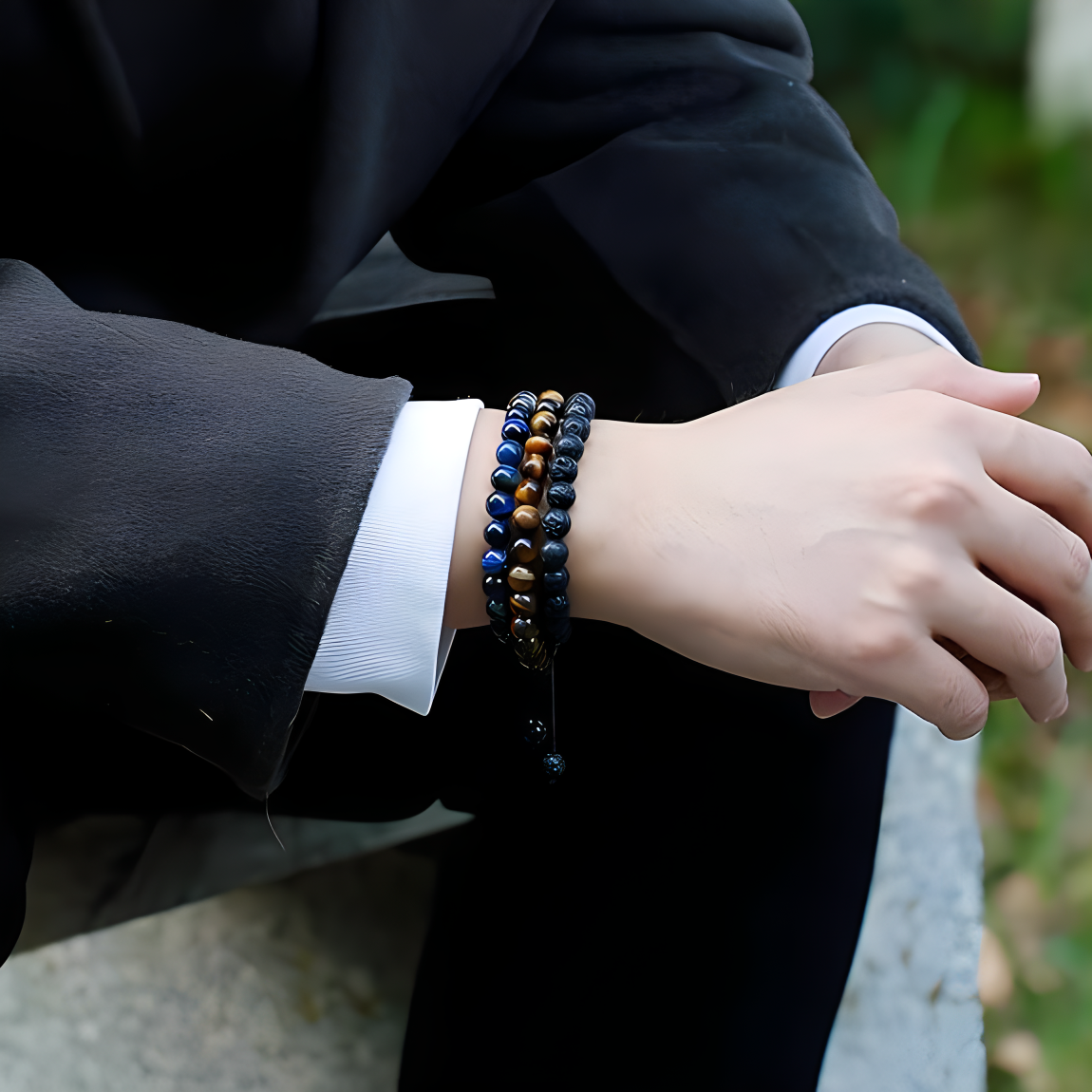 Tiger Eye and Lava Stone Beaded Bracelet