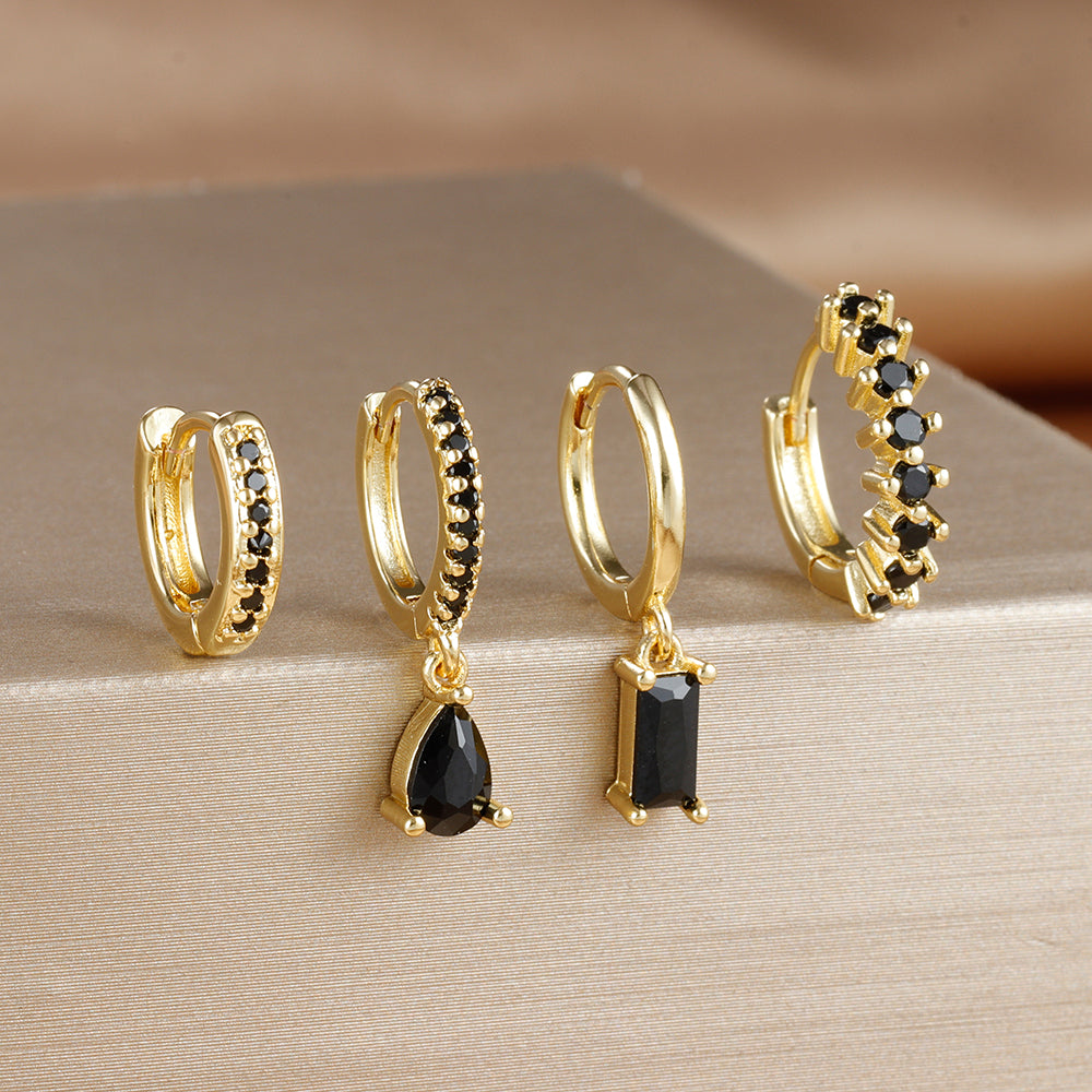 Stainless Steel Hoop Earrings Set